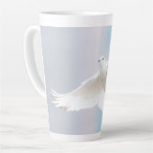 Schattige Duif Witte Duif Liefde & Vrede Symbool V Latte Mok (Linkerhoek)