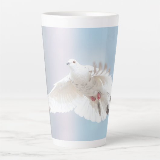 Schattige Duif Witte Duif Liefde & Vrede Symbool V Latte Mok (Voorkant)