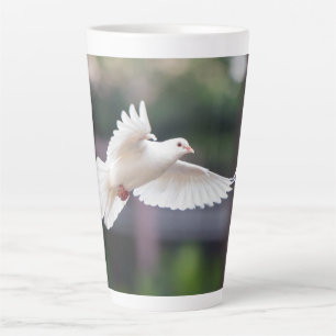 Schattige Duif Witte Duif Liefde & Vrede Symbool V Latte Mok