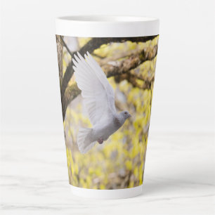 Schattige Duif Witte Duif Liefde & Vrede Symbool V Latte Mok