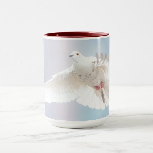 Schattige Duif Witte Duif Liefde & Vrede Symbool V Mok (Midden)