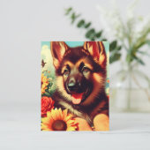 Schattige Duits Herder Puppy Schilderij Briefkaart (Staand voorkant)