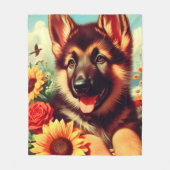 Schattige Duits Herder Puppy Schilderij Fleece Deken (Voorkant)