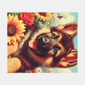Schattige Duits Herder Puppy Schilderij Fleece Deken (Voorkant (Horizontaal))
