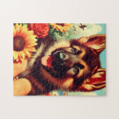 Schattige Duits Herder Puppy Schilderij Legpuzzel (Horizontaal)