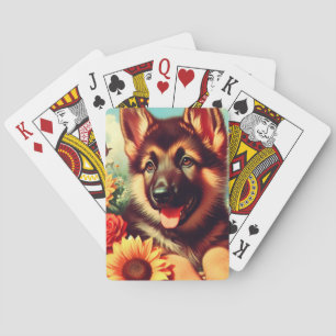 Schattige Duits Herder Puppy Schilderij Pokerkaarten