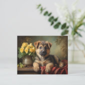  Schattige Duits Shepard Puppy Hondenportret Briefkaart (Staand voorkant)