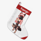 Schattige Duitse herder in Santa Hat Grote Kerstsok (Voorkant (Hangend))