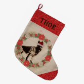 Schattige Duitse herder in Santa Hat Grote Kerstsok (Voorkant (Hangend))