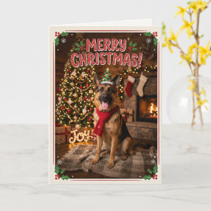 Schattige Duitse herder Kerst hond liefhebber Kaart