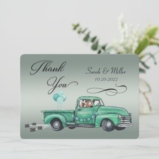 Schattige Duitse herders in de  ophaalwagen Bedankkaart (Staand voorkant)