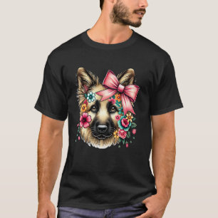 Schattige Duitse Herdershond Bloem Bloem Hondenlie T-shirt