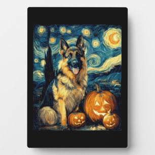 Schattige Duitse Herdershond Halloween Jack O Lant Fotoplaat