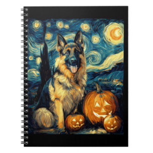Schattige Duitse Herdershond Halloween Jack O Lant Notitieboek