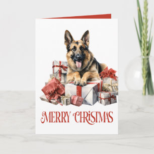 Schattige Duitse Herdershond Kerstmis Hond Liefheb Kaart
