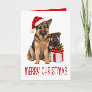 Schattige Duitse Herdershond Kerstmis Hond Liefheb Kaart