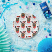 Schattige Duitse Herdershond Kerstpatroon Papieren Bordje (Feest)