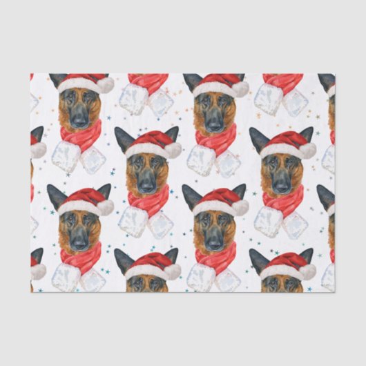 Schattige Duitse Herdershond Kerstpatroon Tissuepapier (Voorkant)
