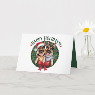 Schattige Duitse Herdershond Puppy Kerstmis  Kaart