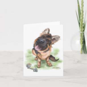 Schattige Duitse Herdershond Puppycartoon Kaart