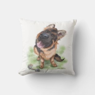 Schattige Duitse Herdershond Puppycartoon Kussen