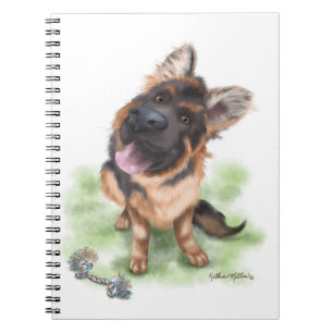 Schattige Duitse Herdershond Puppycartoon Notitieboek