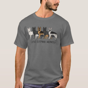Schattige Duitse Herdershonden Ik hou van Duitse H T-shirt
