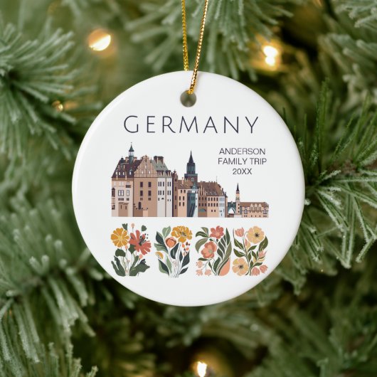 Schattige Duitsland Floral City Keramisch Ornament (Boom)