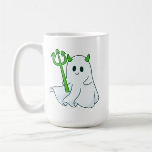 Schattige Duivel Geest met Groene Drietand Koffiemok