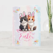  Schattige Duo Kitten Bunny Easter Kaart (Voorkant)