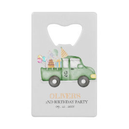 Schattige Dusky Green Any Age Verjaardagsfeestje Creditkaart Flessenopener