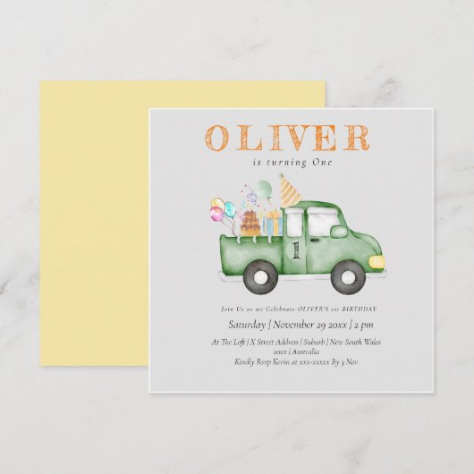 Schattige Dusky Green Any Age Verjaardagsfeestje Kaart (Voorkant / Achterkant)