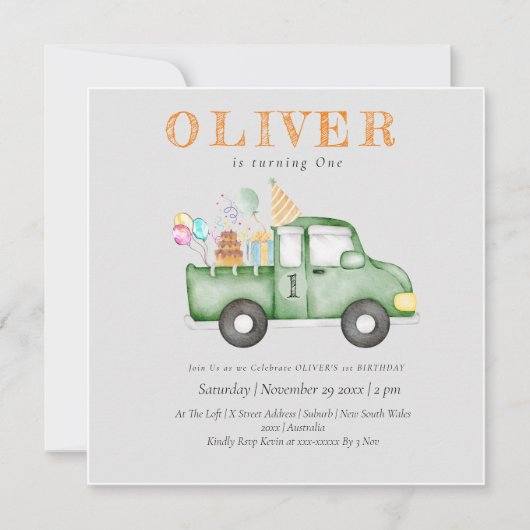 Schattige Dusky Green Any Age Verjaardagsfeestje Kaart (Voorkant)