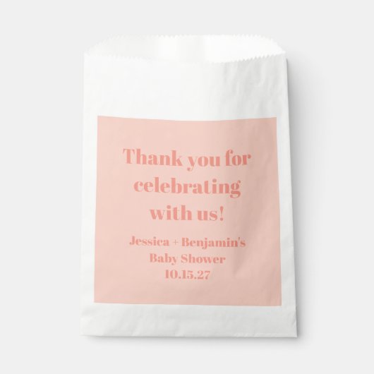 Schattige Dusty Peach Baby shower Custom Dank u Bedankzakje (Voorkant)