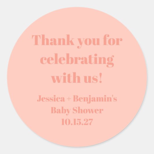 Schattige Dusty Peach Baby shower Custom Dank u Ronde Sticker (Voorkant)