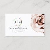 Schattige Dusty Pink Rose Plain White met Logo Sim Visitekaartje (Voorkant)