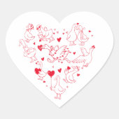 Schattige Dwaas Gans Hart Valentijn Sticker (Voorkant)
