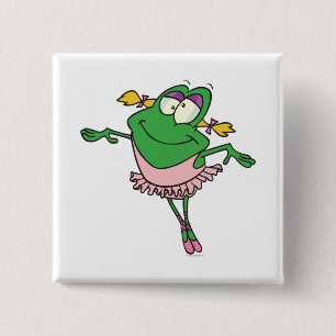 schattige dwaze ballerina ballet kikkervisje kikke vierkante button 5,1 cm