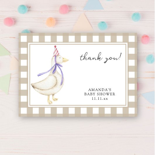 Schattige dwaze gans babyshower bedankt
