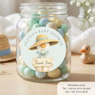 Schattige Dwaze Gans Salie Dank Je Wel Baby Shower Ronde Sticker