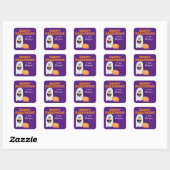 Schattige Dwaze Halloween Geest Paarse Aangepaste Vierkante Sticker (Vel)