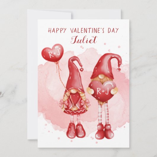 Schattige Dwergen Aangepaste Initialen Hartjes Val Feestdagenkaart (Voorkant)