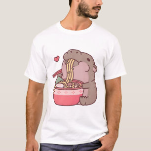 Schattige Dwergnijlpaard Slurpt Ramennoedels T-shirt