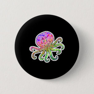 schattige dye octopus ronde button 5,7 cm