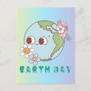 Schattige Earth met Flowers Happy Earth Day Bloeme Briefkaart