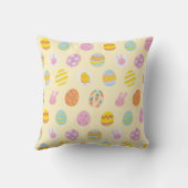 Schattige Easter Bunny Egg Pattern Yellow Kussen (Achterkant)
