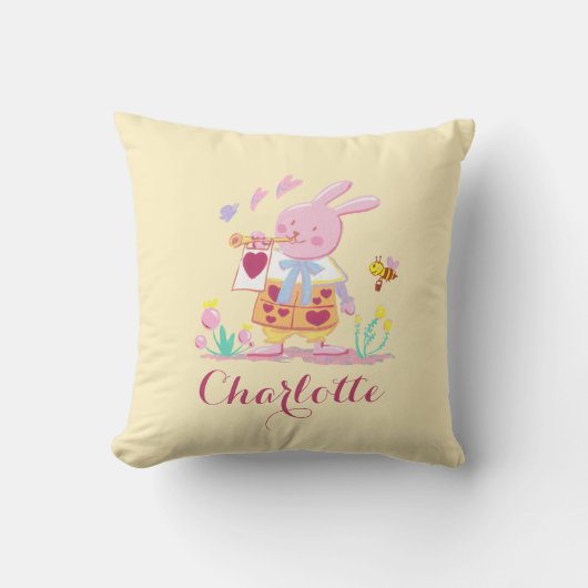 Schattige Easter Bunny Egg Pattern Yellow Kussen (Voorkant)