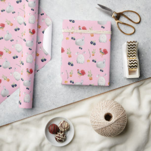 Schattige Easter Bunny Waterverf Kunstpatroon Cadeaupapier