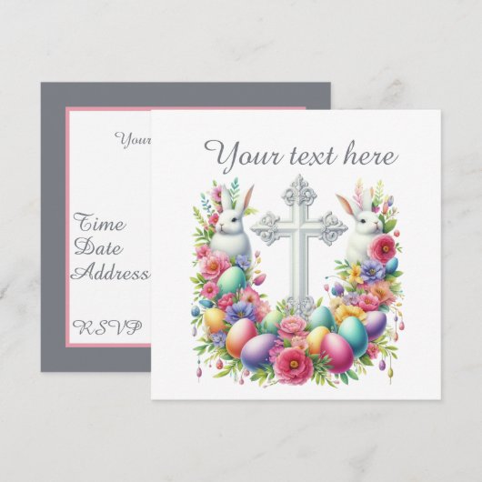 Schattige Easter Cross Feest met feestdagen Kaart (Voorkant / Achterkant)