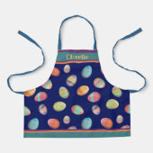 Schattige Easter Egg Pattern Blue Aangepaste naam Schort (Voorkant)